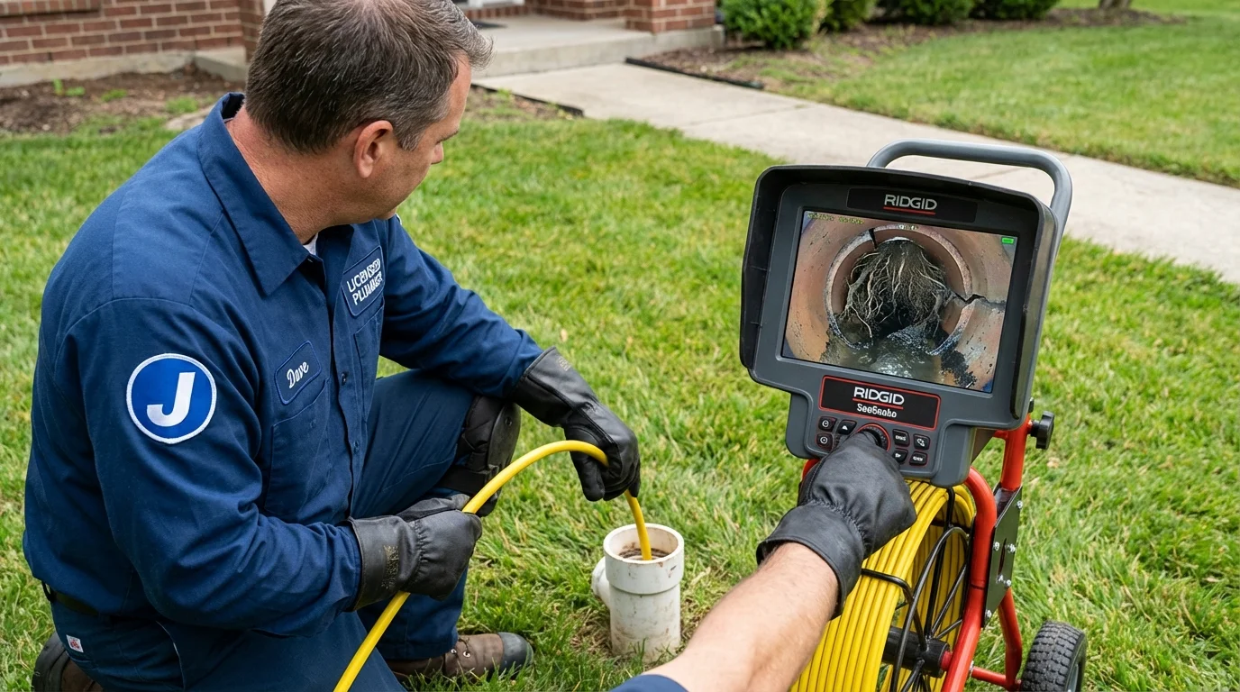 Sewer camera inspection being performed by Johns Plumbing LLC in Blair