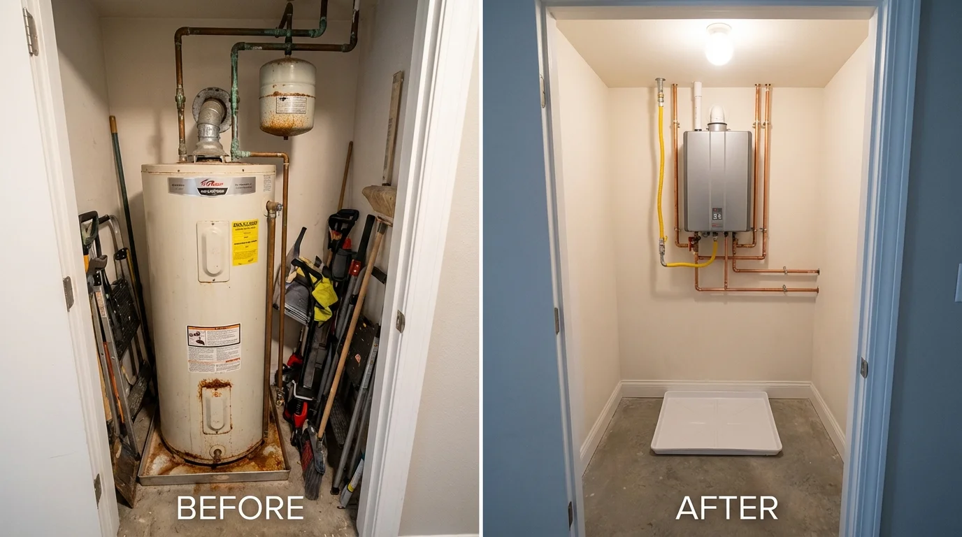 Tank water heater versus wall-mounted tankless unit comparison for Blair, WI homeowners