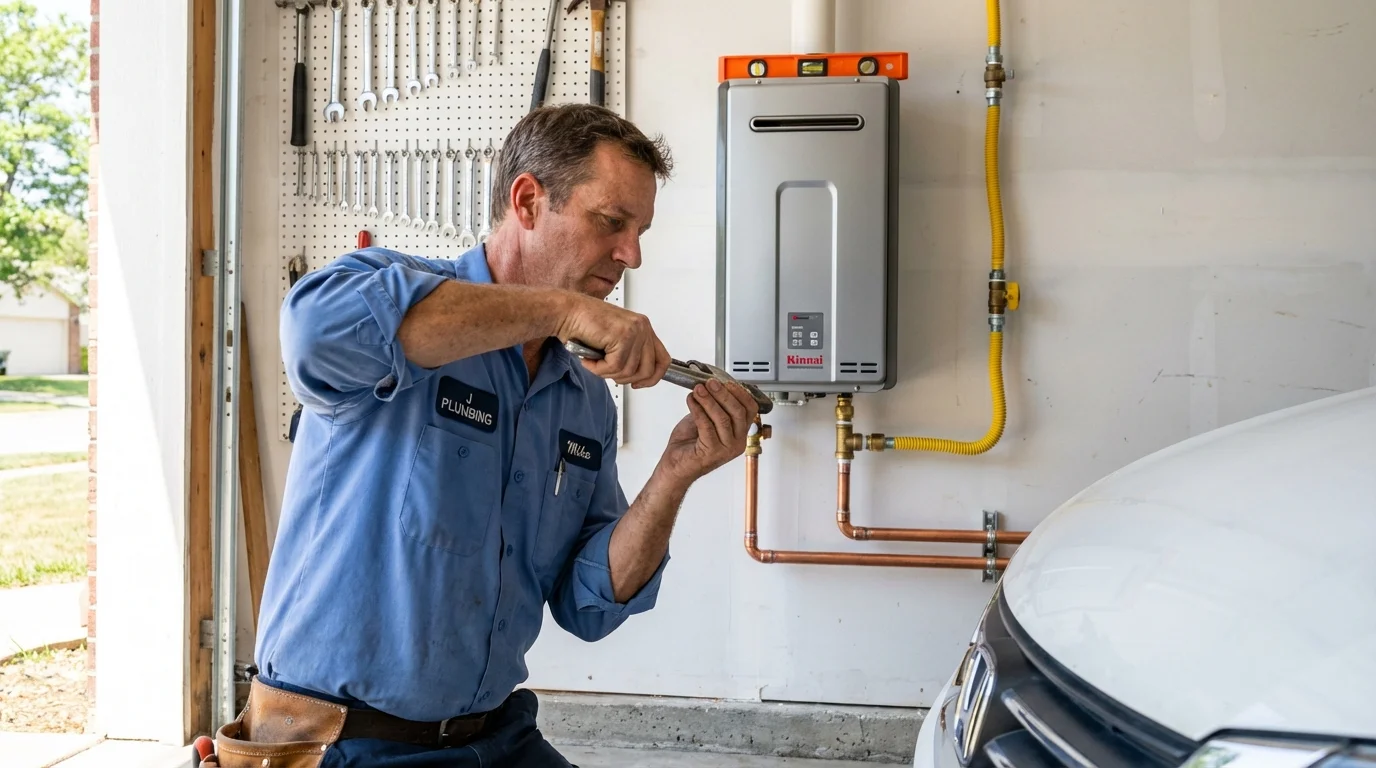 Tankless water heater installation by a Johns Plumbing LLC plumber in Blair
